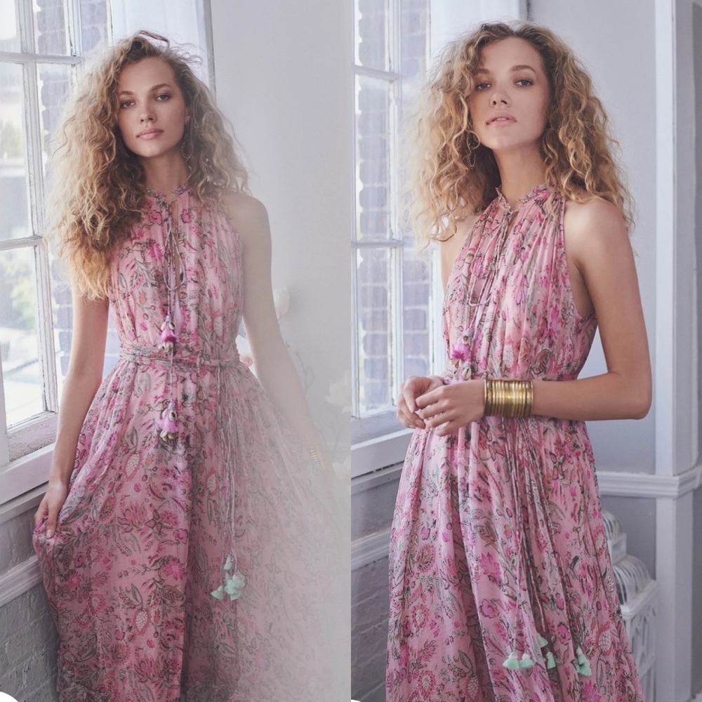 HEMANT & NANDITA Pink Floral Maxi Dress